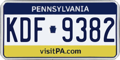 PA license plate KDF9382