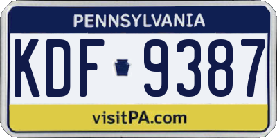 PA license plate KDF9387