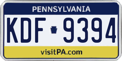 PA license plate KDF9394