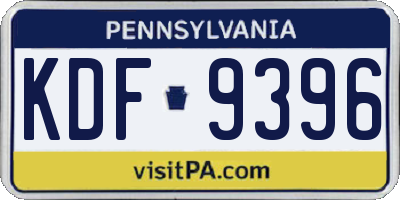 PA license plate KDF9396