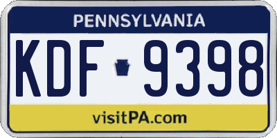 PA license plate KDF9398