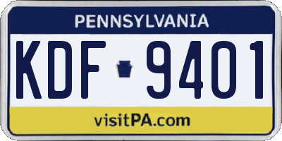 PA license plate KDF9401
