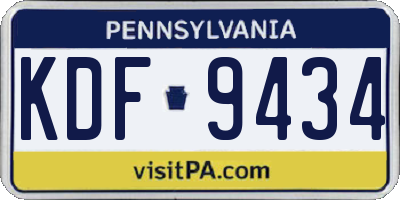 PA license plate KDF9434