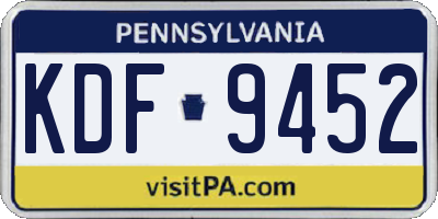 PA license plate KDF9452
