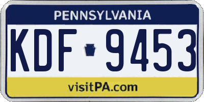 PA license plate KDF9453