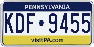 PA license plate KDF9455