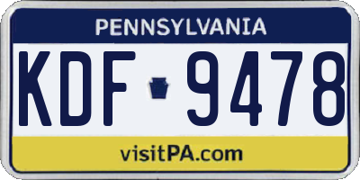 PA license plate KDF9478