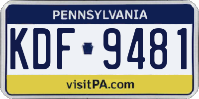 PA license plate KDF9481