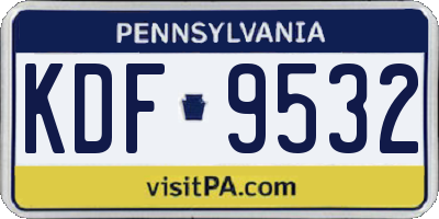 PA license plate KDF9532