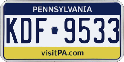 PA license plate KDF9533