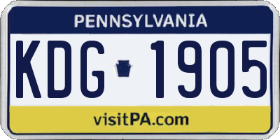 PA license plate KDG1905