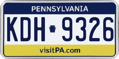 PA license plate KDH9326