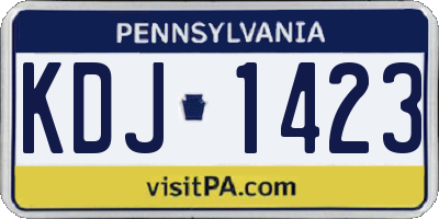 PA license plate KDJ1423