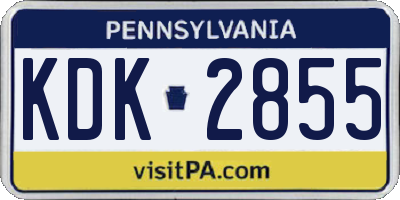 PA license plate KDK2855