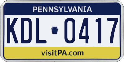 PA license plate KDL0417