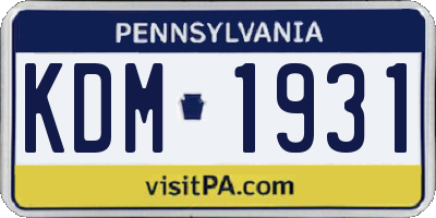 PA license plate KDM1931