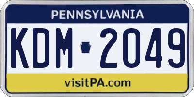 PA license plate KDM2049