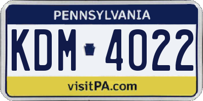 PA license plate KDM4022