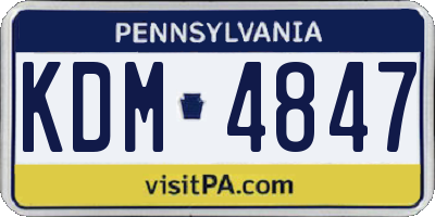 PA license plate KDM4847