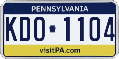 PA license plate KDO1104