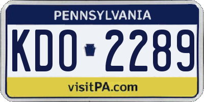 PA license plate KDO2289
