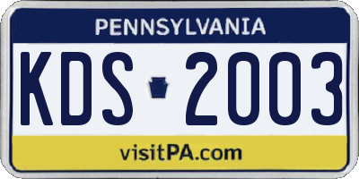 PA license plate KDS2003