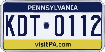 PA license plate KDT0112