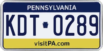 PA license plate KDT0289