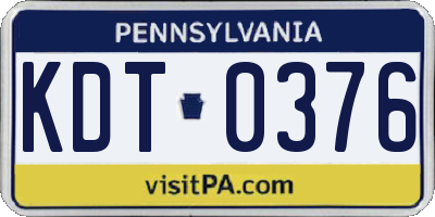 PA license plate KDT0376