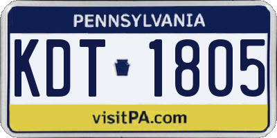 PA license plate KDT1805