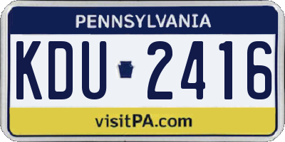 PA license plate KDU2416
