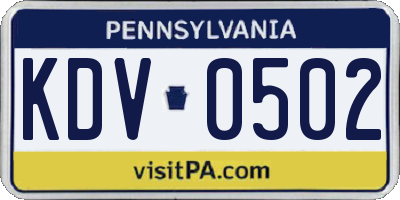 PA license plate KDV0502