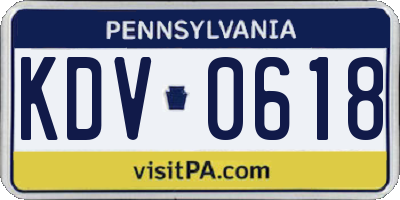 PA license plate KDV0618
