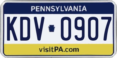 PA license plate KDV0907