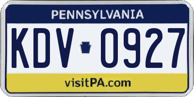 PA license plate KDV0927