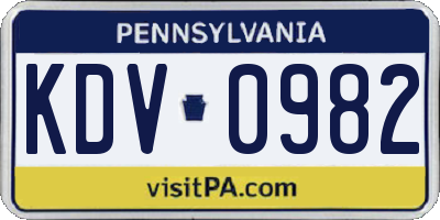 PA license plate KDV0982