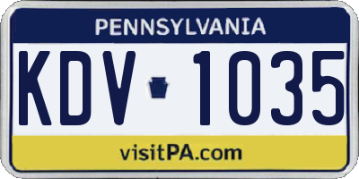 PA license plate KDV1035