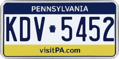 PA license plate KDV5452