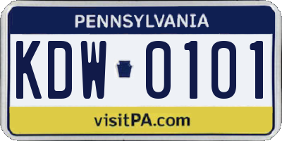 PA license plate KDW0101