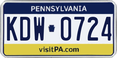 PA license plate KDW0724