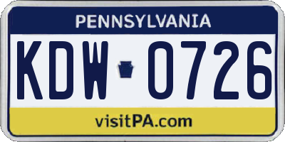 PA license plate KDW0726