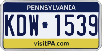 PA license plate KDW1539