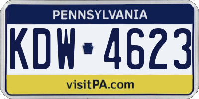 PA license plate KDW4623