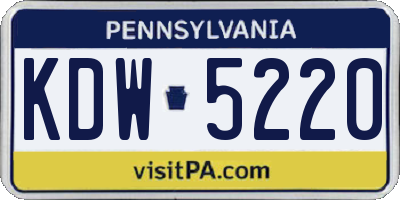 PA license plate KDW5220