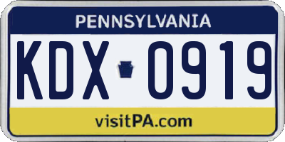 PA license plate KDX0919