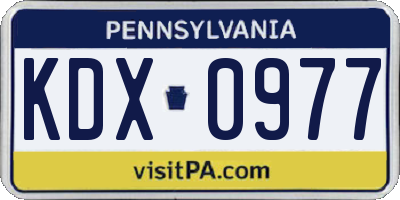 PA license plate KDX0977