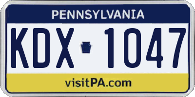 PA license plate KDX1047