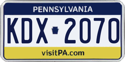 PA license plate KDX2070