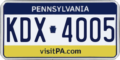 PA license plate KDX4005