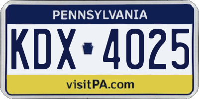 PA license plate KDX4025